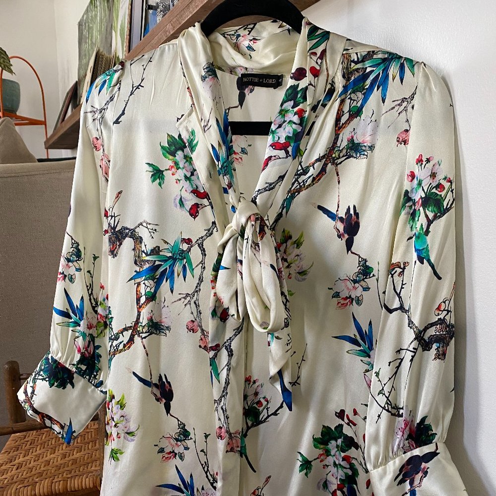 Cherry Blossom Floral Silk Blouse - Hottie & Lord